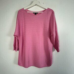 Lauren Ralph Lauren Womens Pink Silk Blend Cable Knit Sweater Large Boat Neck